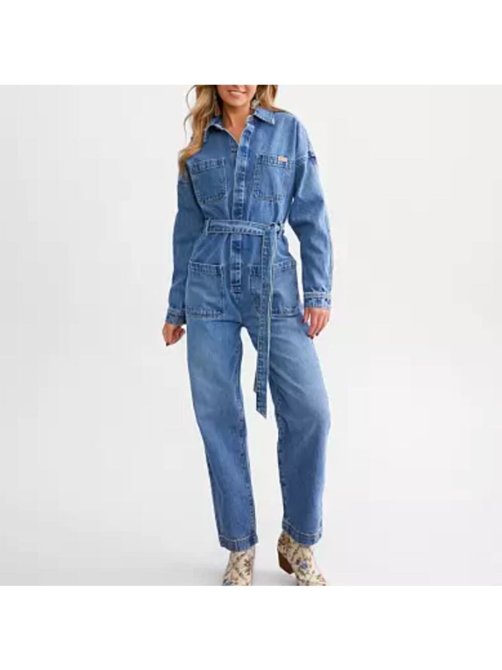 NEW Ariat Georgia Denim Jumpsuit Blue Women's Size L